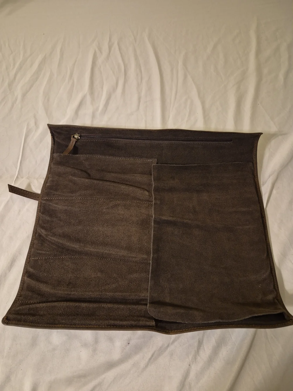 Dark Brown Leather Roll-Up Tool/Knife Bag
